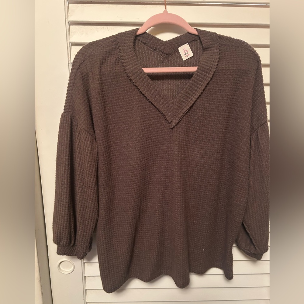 Sew In Love Chocolate V-Neck‎ Sweater